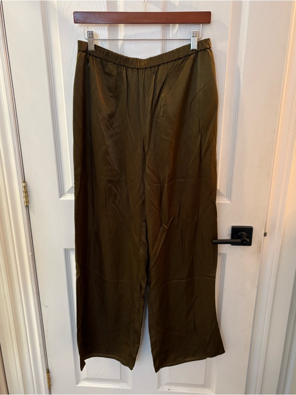 Christian Lacroix Olive Satin-Look Wide Leg Trousers
